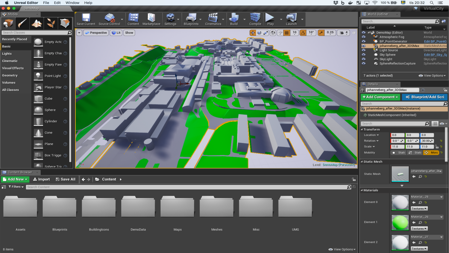 VirtualCity@Chalmers in Unreal Engine